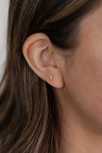 Load image into Gallery viewer, Offset Trio White CZ Gold Earrings