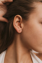 Load image into Gallery viewer, Offset Trio White CZ Gold Earrings