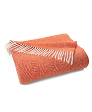 Load image into Gallery viewer, Merino Wool Herringbone Throw | Melon