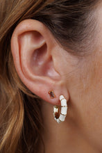 Load image into Gallery viewer, Vintage Hoop Earrings | Cream Enamel