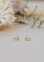 Load image into Gallery viewer, Offset Trio White CZ Gold Earrings