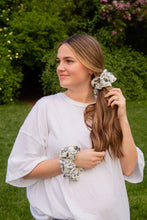 Load image into Gallery viewer, Botanical Blue Jumbo Scrunchie