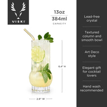 Load image into Gallery viewer, Art Deco Crystal Highball Glasses