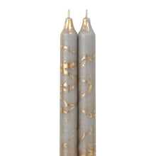 Load image into Gallery viewer, Marbled Gold Taper Candles | Stone