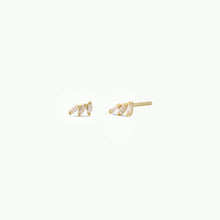 Load image into Gallery viewer, Offset Trio White CZ Gold Earrings