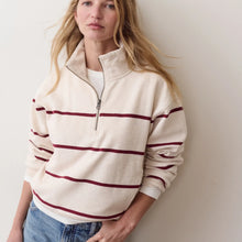 Load image into Gallery viewer, Cloud 9 Fleece Half Zip | Oatmeal & Cabernet Stripe