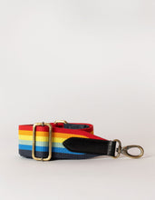 Load image into Gallery viewer, Rainbow Webbing Strap | Black Leather