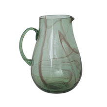Load image into Gallery viewer, Hand-Blown Recycled Glass Pitcher