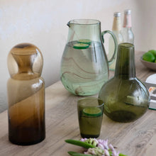 Load image into Gallery viewer, Hand-Blown Recycled Glass Pitcher