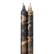 Load image into Gallery viewer, Marbled Gold Taper Candles | Graphite