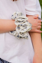 Load image into Gallery viewer, Botanical Blue Jumbo Scrunchie