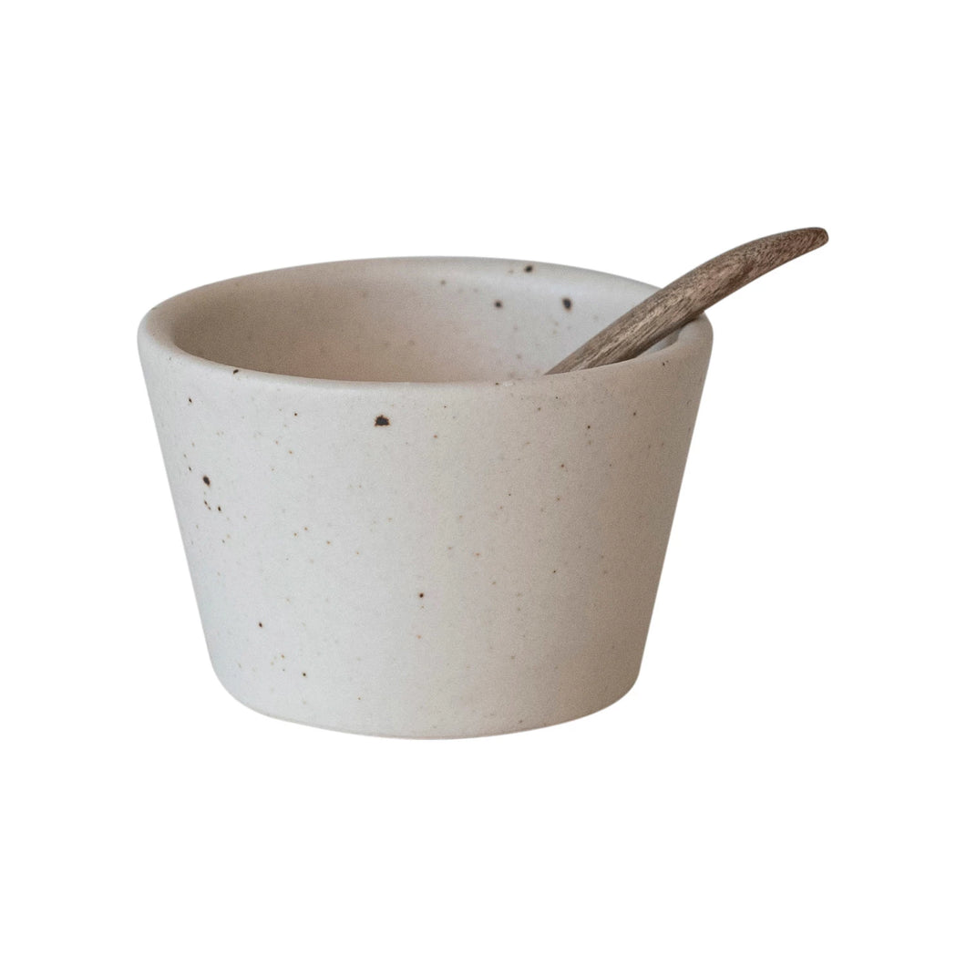 Speckled Pinch Pot with Spoon