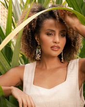 Load image into Gallery viewer, Tropical Fringe Earrings | Blue & Peach