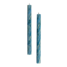 Load image into Gallery viewer, Marbled Blue Taper Candles