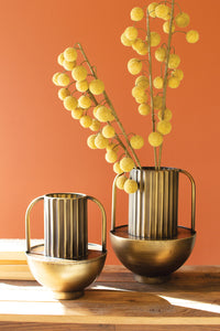 Brass Fluted Vase w/ Handles