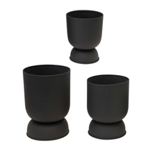 Load image into Gallery viewer, Black Metal Footed Planter