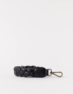 Braided Shoulder Strap | Black Soft Grain Leather