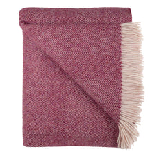 Load image into Gallery viewer, Shetland Lambswool Herringbone Throw | Berry
