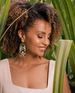 Tropical Fringe Earrings | Blue & Peach