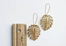 Load image into Gallery viewer, Monstera Deliciosa Leaf Earrings
