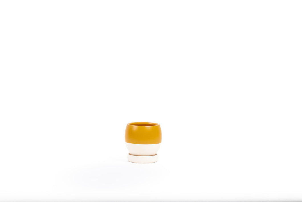 Gemstone Bolle Planter l Top Half Mustard