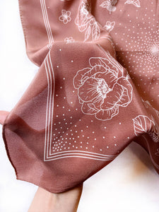 Classic Rosewood Floral Bandana Scarf