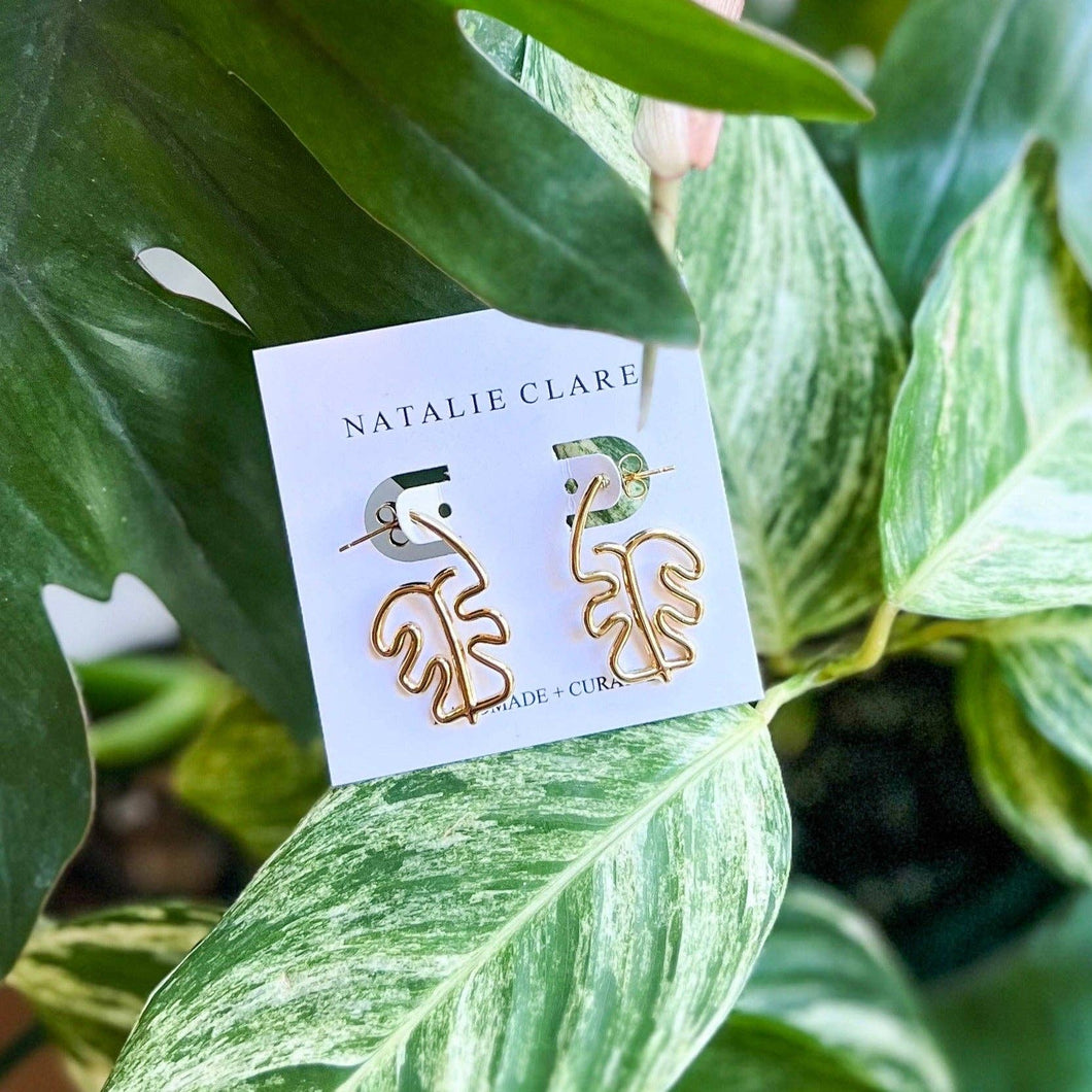 Wire Monstera Earrings