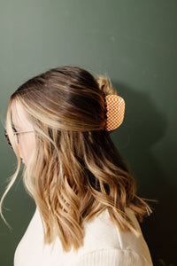 Orange Checkered Claw Clip