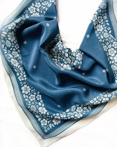 Santorini Floral China Blue Bandana Scarf