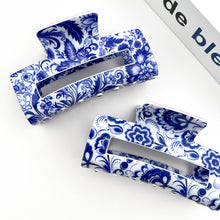 Load image into Gallery viewer, Blue Floral Claw Clip
