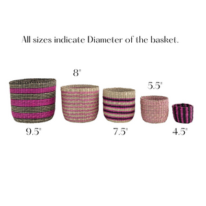 Fushsia Striped Basket