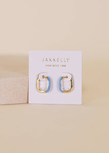 Color Dipped Hoop Earrings | Bermuda Blue Enamel