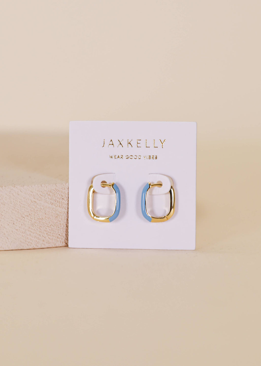 Color Dipped Hoop Earrings | Bermuda Blue Enamel