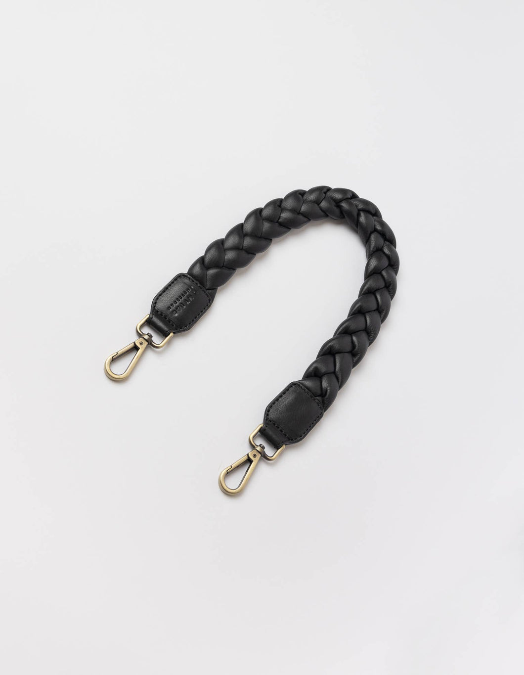 Braided Shoulder Strap | Black Soft Grain Leather