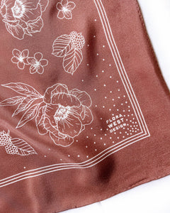 Classic Rosewood Floral Bandana Scarf