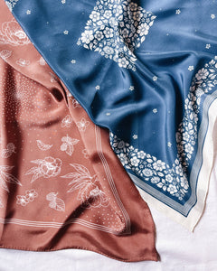 Classic Rosewood Floral Bandana Scarf