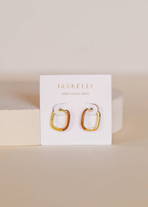 Color Dipped Hoop Earrings | Brown Enamel