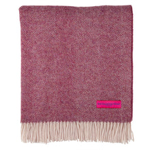 Load image into Gallery viewer, Shetland Lambswool Herringbone Throw | Berry
