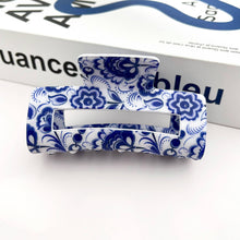 Load image into Gallery viewer, Blue Floral Claw Clip
