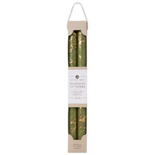 Load image into Gallery viewer, Marbled Gold Taper Candles | Moss Green
