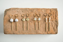 Load image into Gallery viewer, Huggie Bar Drop Earrings | Crystalline Bead
