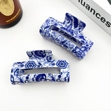 Load image into Gallery viewer, Blue Floral Claw Clip
