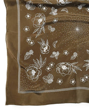 Load image into Gallery viewer, Classic Deep Olive Floral Bandana Scarf
