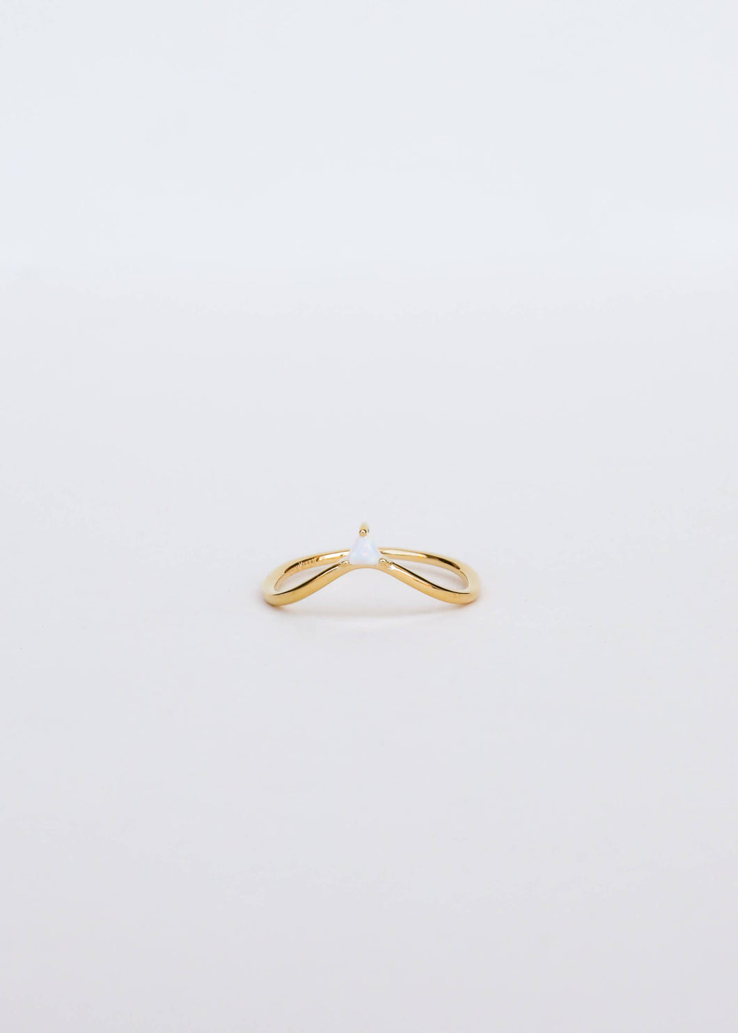 Arched Triangle Ring | White Opal