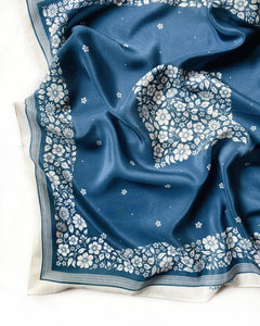 Santorini Floral China Blue Bandana Scarf