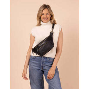 Drew Bum Bag | Black Soft Grain Leather