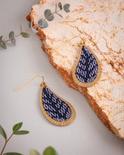 Load image into Gallery viewer, Framed Leaf Earrings | Blue
