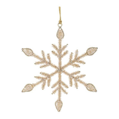 Gold Beaded Snowflake Ornament