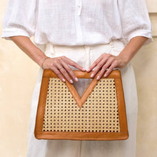 Load image into Gallery viewer, Cane Weave Triangle Rattan Handbag | Brown
