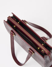 Load image into Gallery viewer, Blair Purse | Dark Cherry Croco Print Leather
